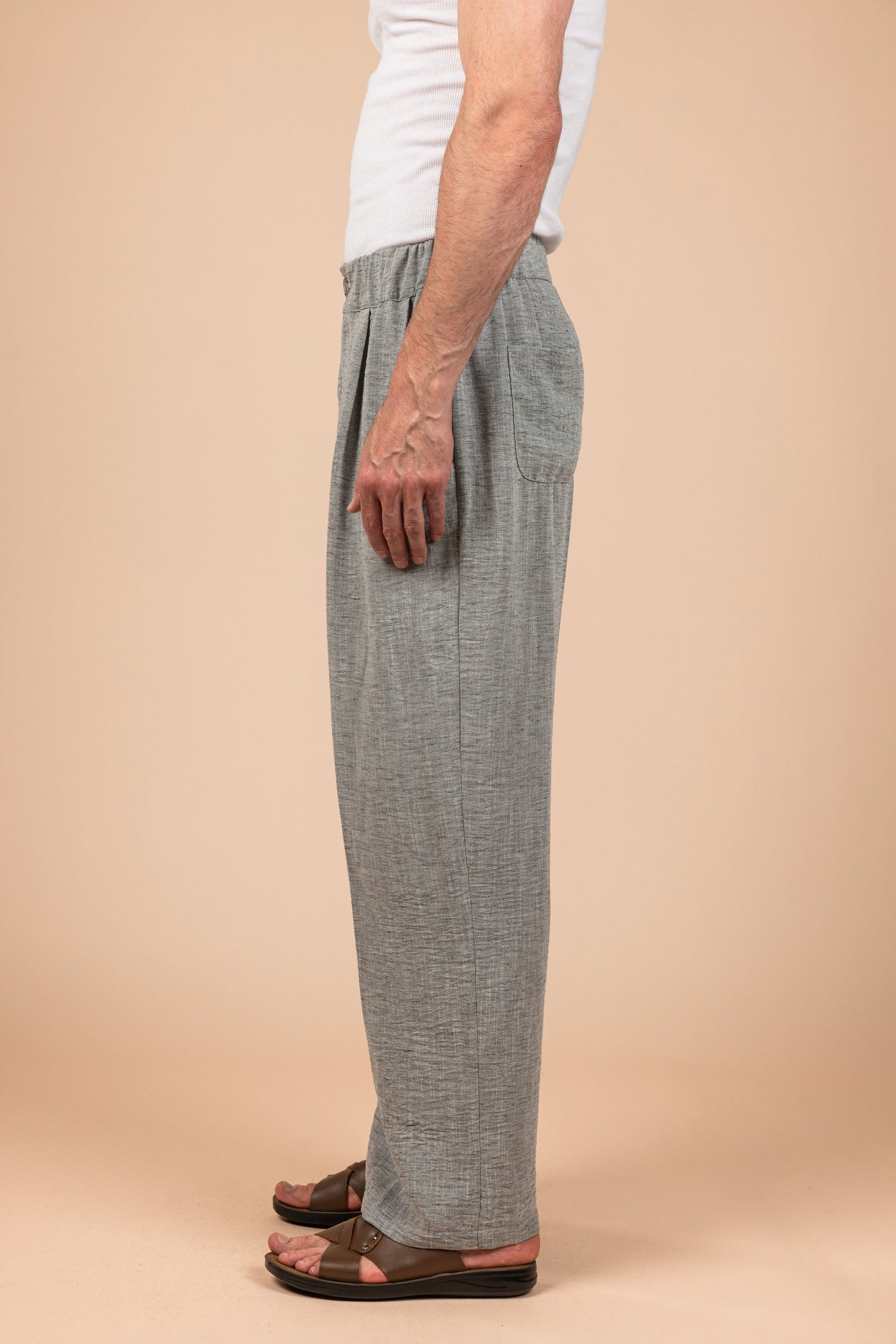 Tailored Linen Pants - Gray