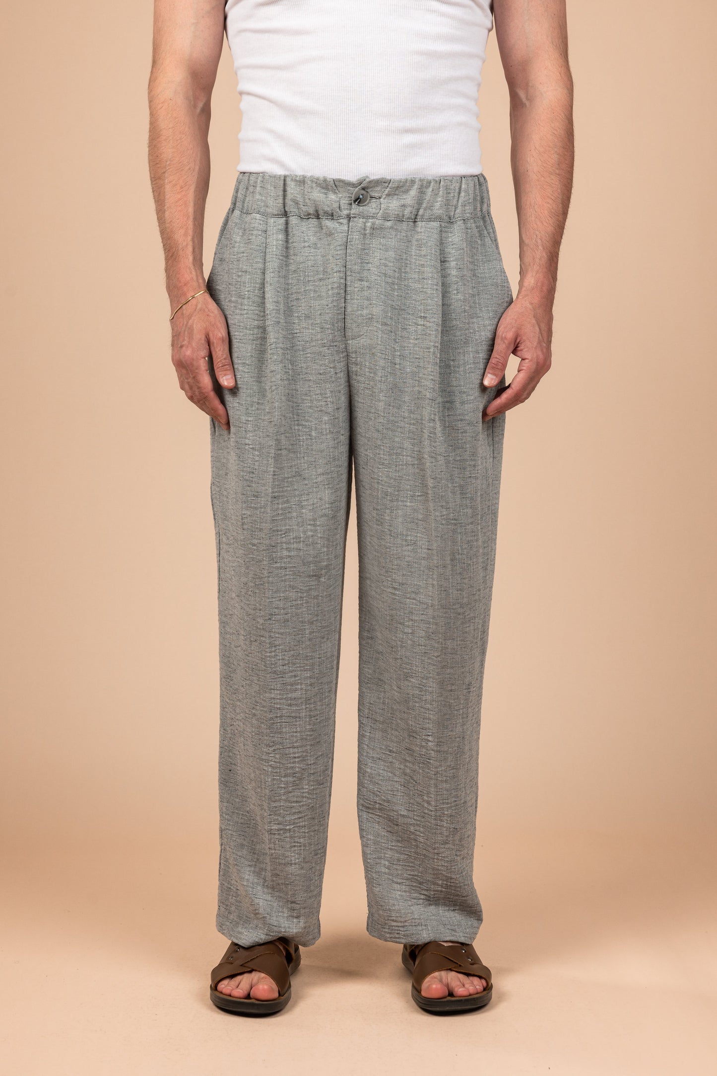 Tailored Linen Pants - Gray