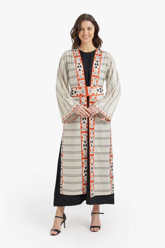 Geometric Border Kimono Horizontal Stripes – Multicolor