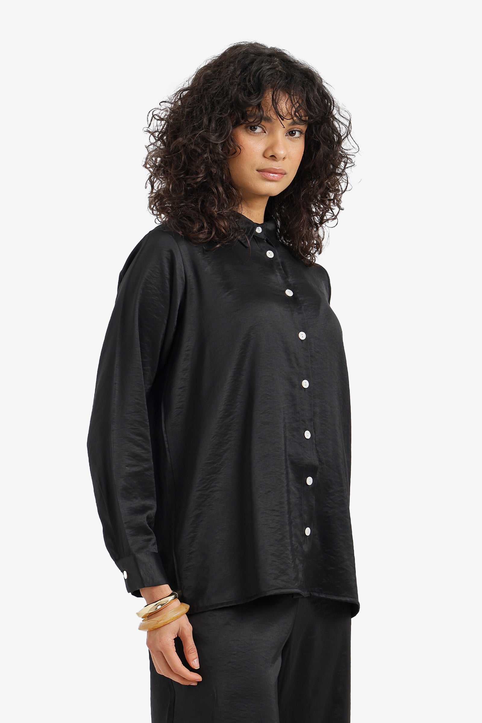 Plain Buttoned Classic Shirt – Black