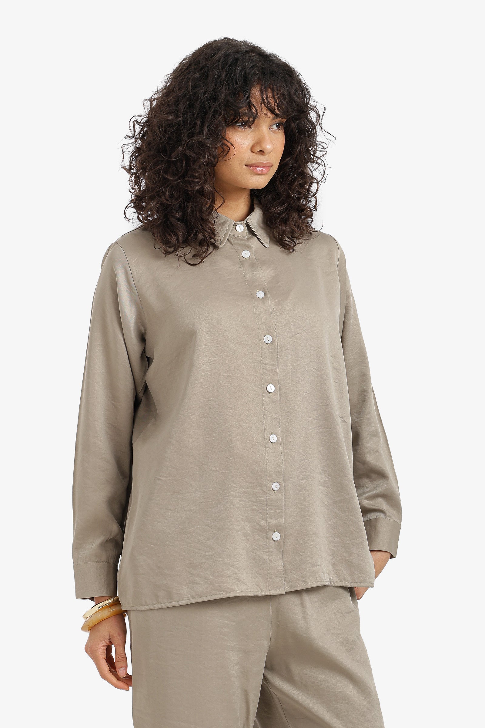 Plain Buttoned Classic Shirt – Olive