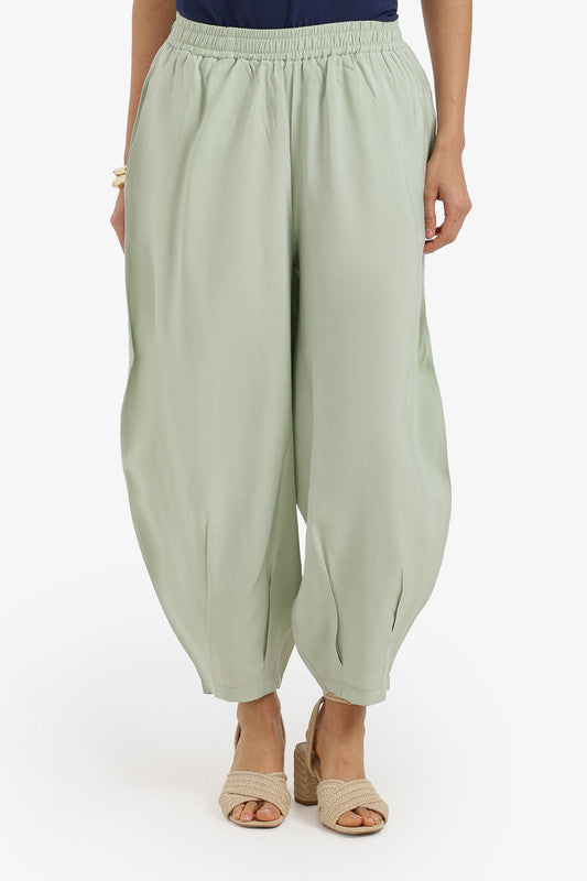 Pleated Balloon High-Rise Pants – Light Mint