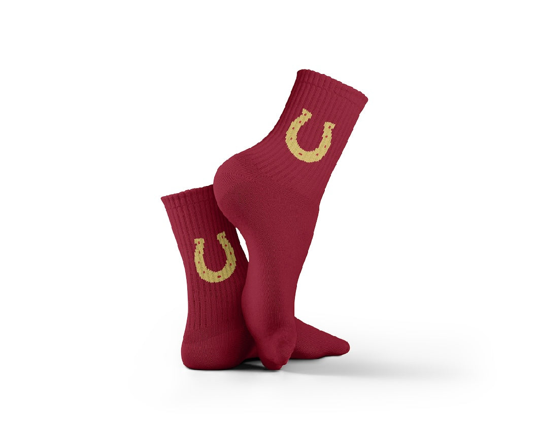 Cotton Hoof Pattern Crew Socks – Burgundy