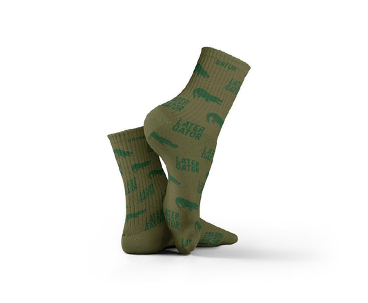 Cotton Crocodile Crew Socks - Multicolor
