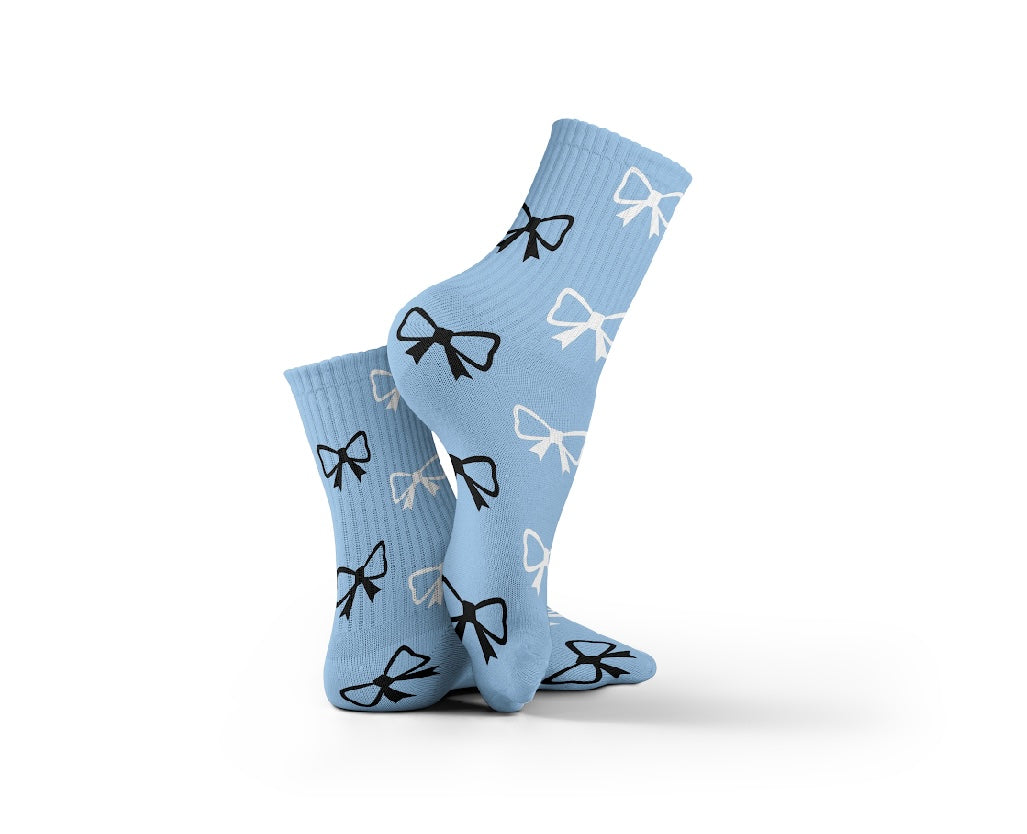 Cotton Bows Pattern Crew Socks – Multicolor
