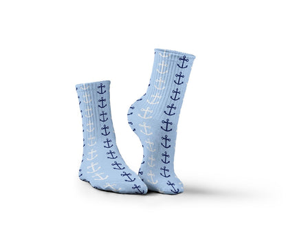 Cotton Anchor Pattern Crew Socks – Multicolor