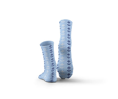 Cotton Anchor Pattern Crew Socks – Multicolor