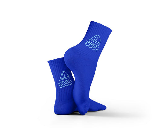 Cotton Blue Boat Crew Socks - Blue