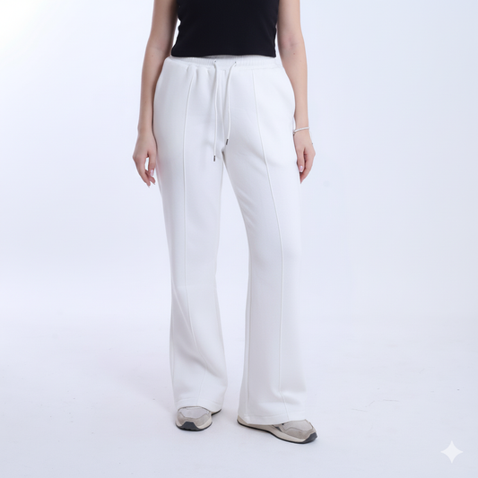 Melton Solid Sweatpants – White