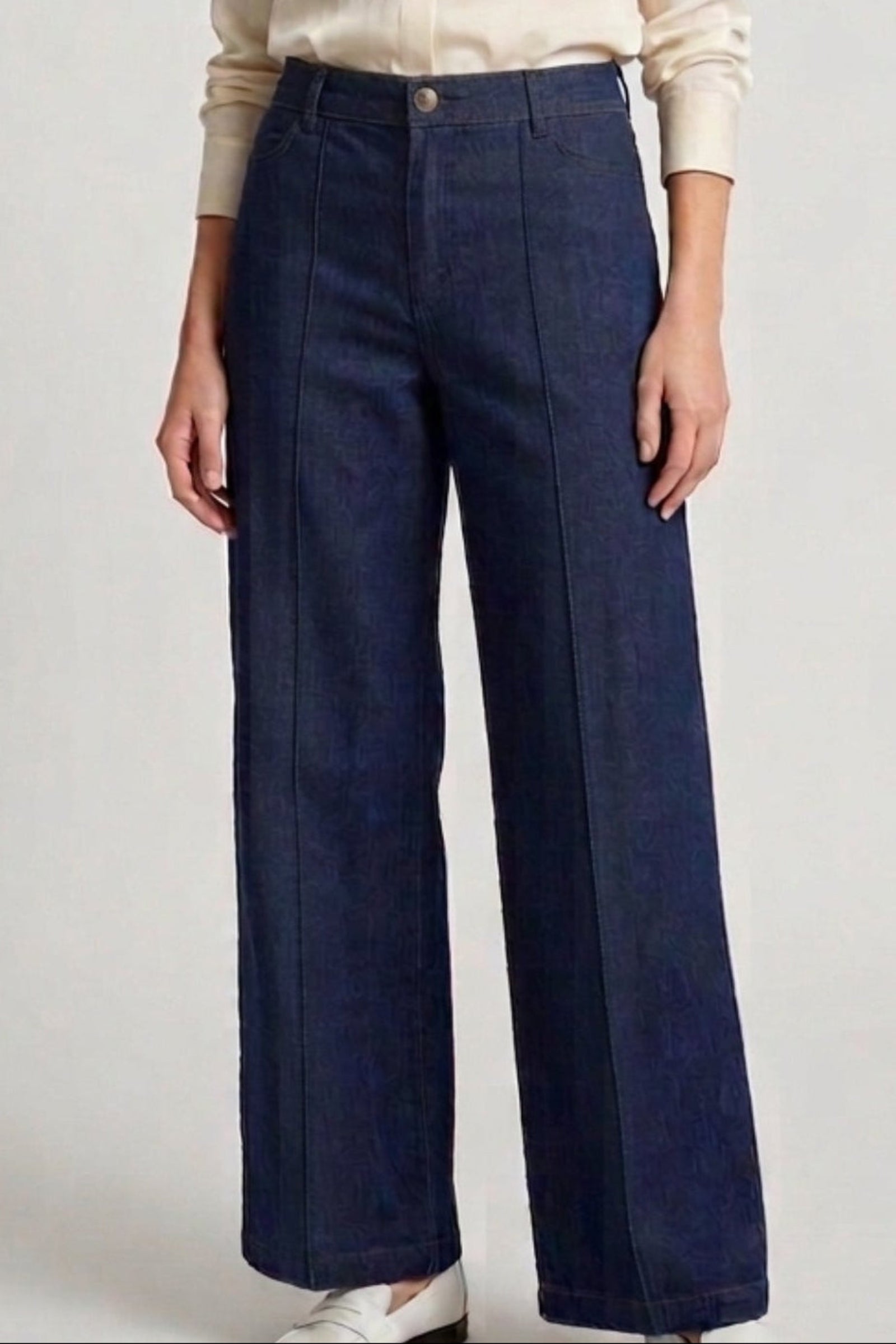 Straight Cut Wide Leg Denim Pants – Royal Blue