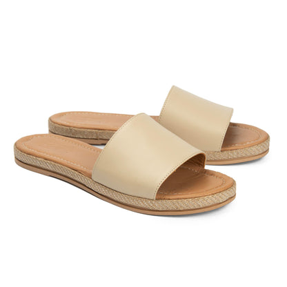 Brio Buckle Natural Leather Slippers