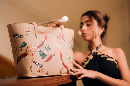 Faux Leather Embellished Shoulder Bag – Café