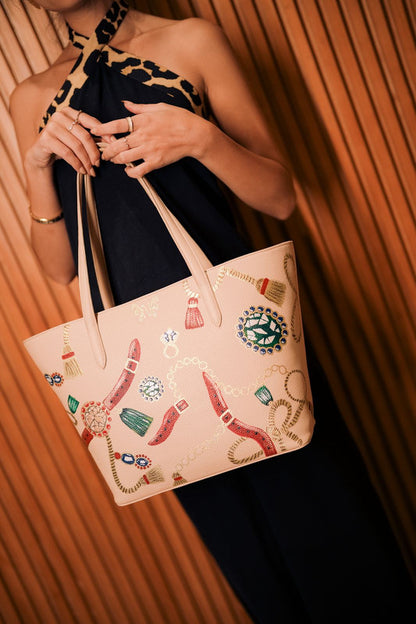 Faux Leather Embellished Shoulder Bag – Café