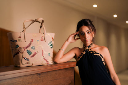 Faux Leather Embellished Shoulder Bag – Café