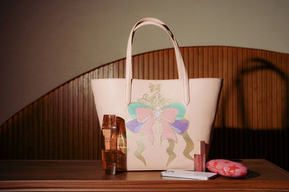 Faux Leather Bow Embellished Shoulder Bag – Pink