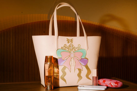 Faux Leather Bow Embellished Shoulder Bag – Pink