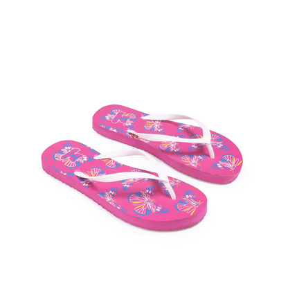Cork Floral Pattern Slipper – White & Fuchsia