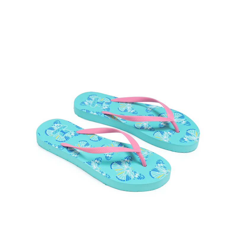 Cork Floral Pattern Slipper – Pink & Blue