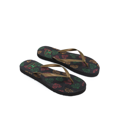 Cork Printed Slippers – Gold & Black