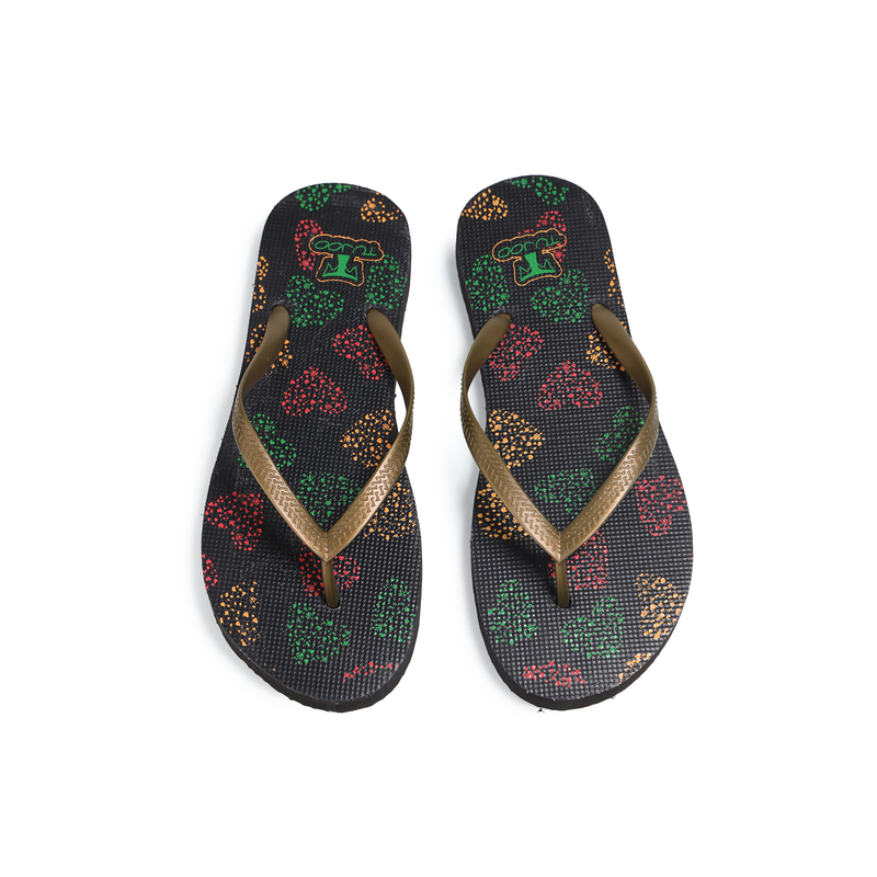 Cork Printed Slippers – Gold & Black
