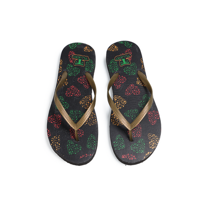 Cork Printed Slippers – Gold & Black