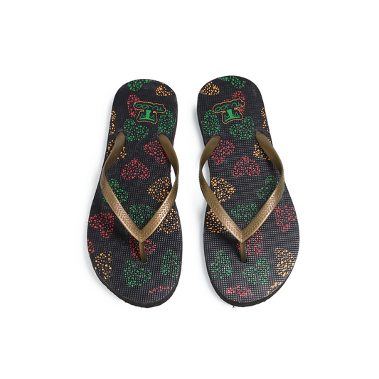 Cork Printed Slippers – Gold & Black