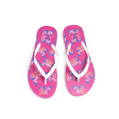 Cork Floral Pattern Slipper – White & Fuchsia