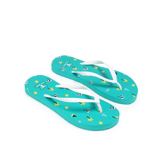 Cork Printed Slipper – White & Blue