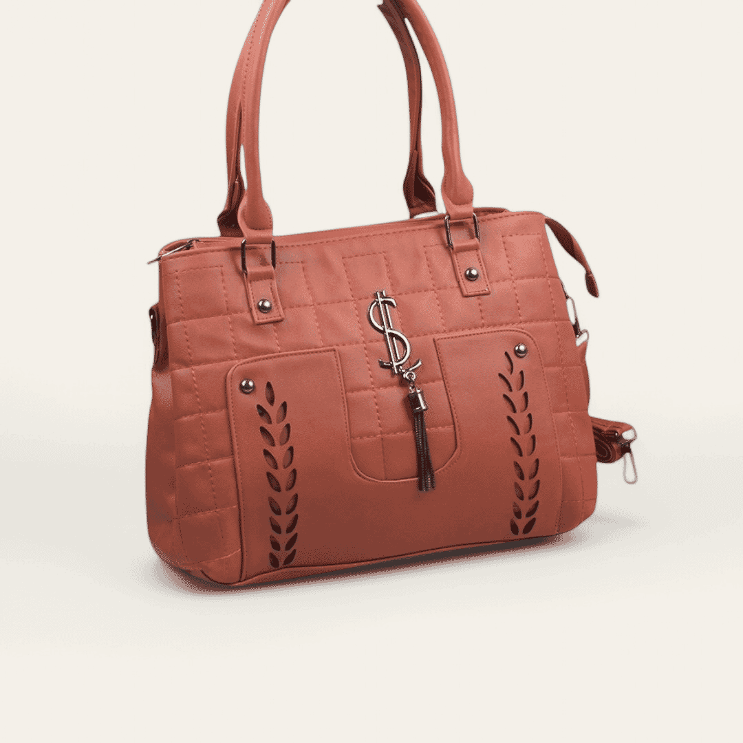 Leather Quilted Hand Bag with Cutwork Design – Havan