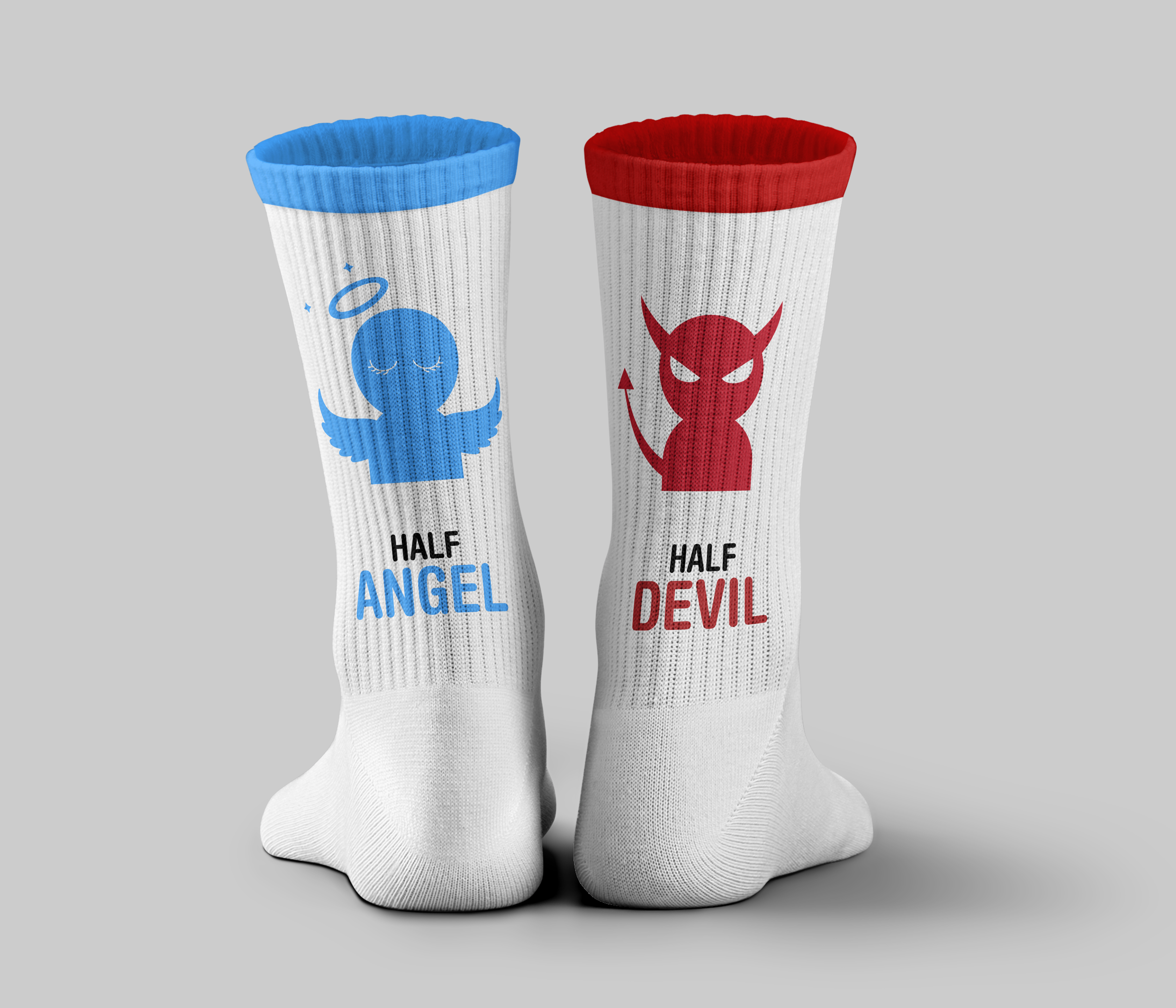 Cotton Printed Crew Socks – White