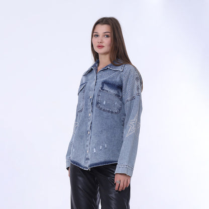 Jeans Shirt With Strass