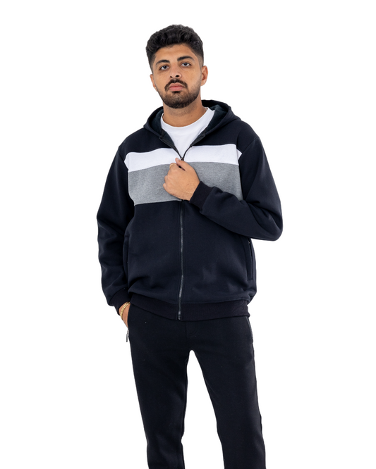 NAU 3 coloured Zippered hoodie Black