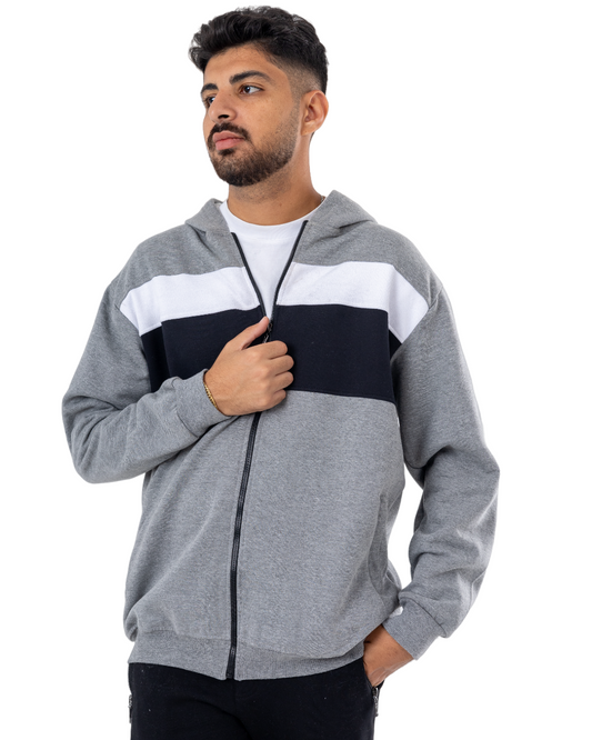 NAU 3 coloured Zippered hoodie Grey