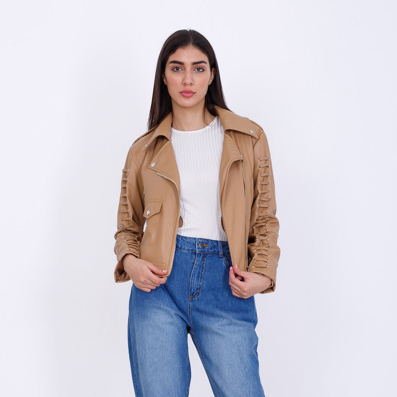 Cosette Leather Jacket - Beige