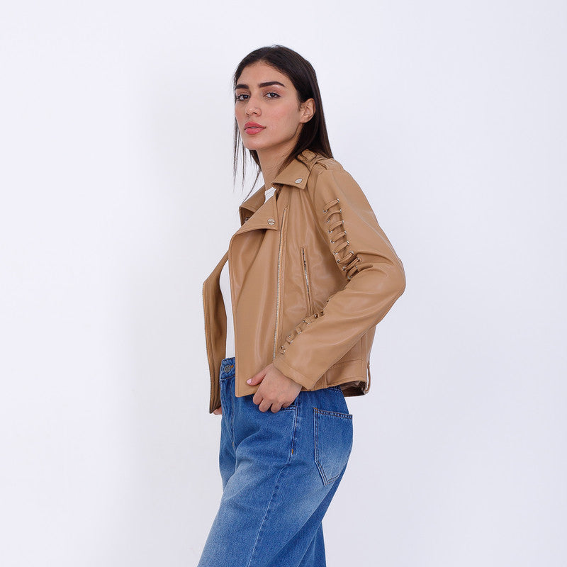 Cosette Leather Jacket - Beige