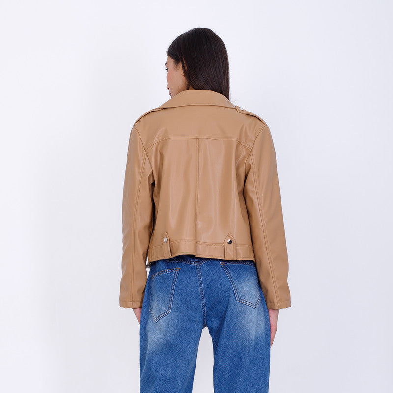 Cosette Leather Jacket - Beige