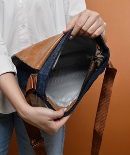 Canvas Mandala Pattern Flap Crossbody Bag – Black