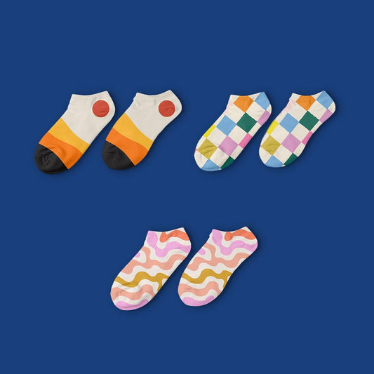 Cotton Colorful Pattern Ankle Socks – Multicolor