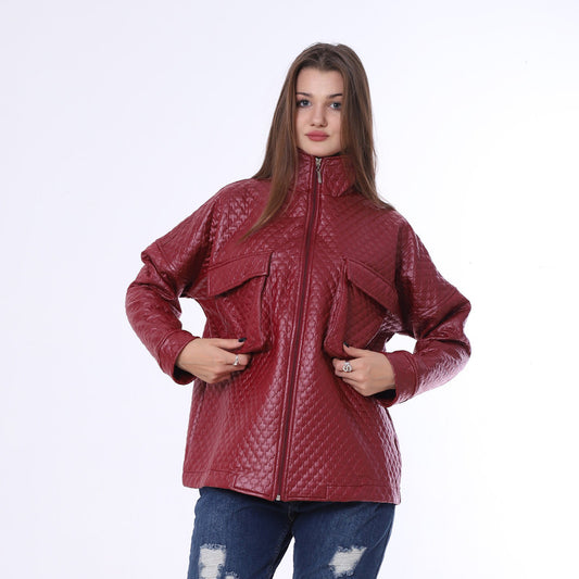 Capitonne Leather Jacket With Pockets And Zipper