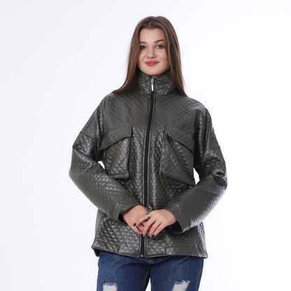 Capitonne Leather Jacket With Pockets And Zipper