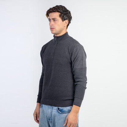 Halfzip Sweater Round Neck Full Sleeves