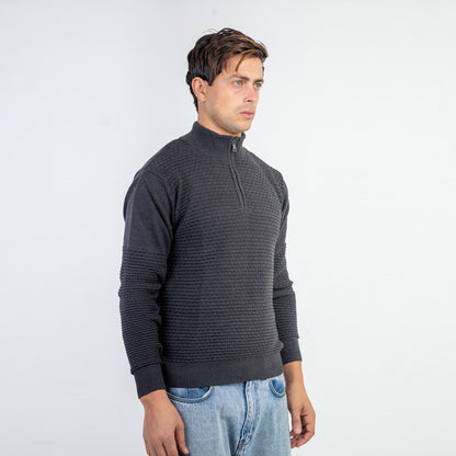 Halfzip Sweater Round Neck Full Sleeves