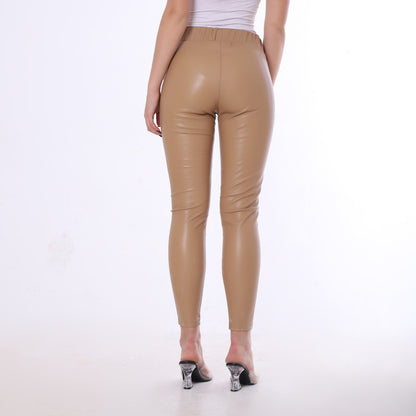 Leather Pants With Elastic Waist