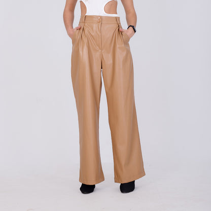 Wide Leg Leather Pants