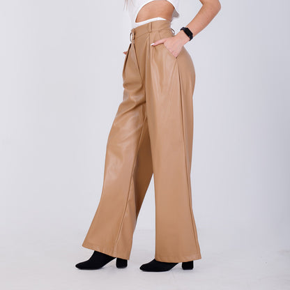 Wide Leg Leather Pants