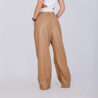 Wide Leg Leather Pants