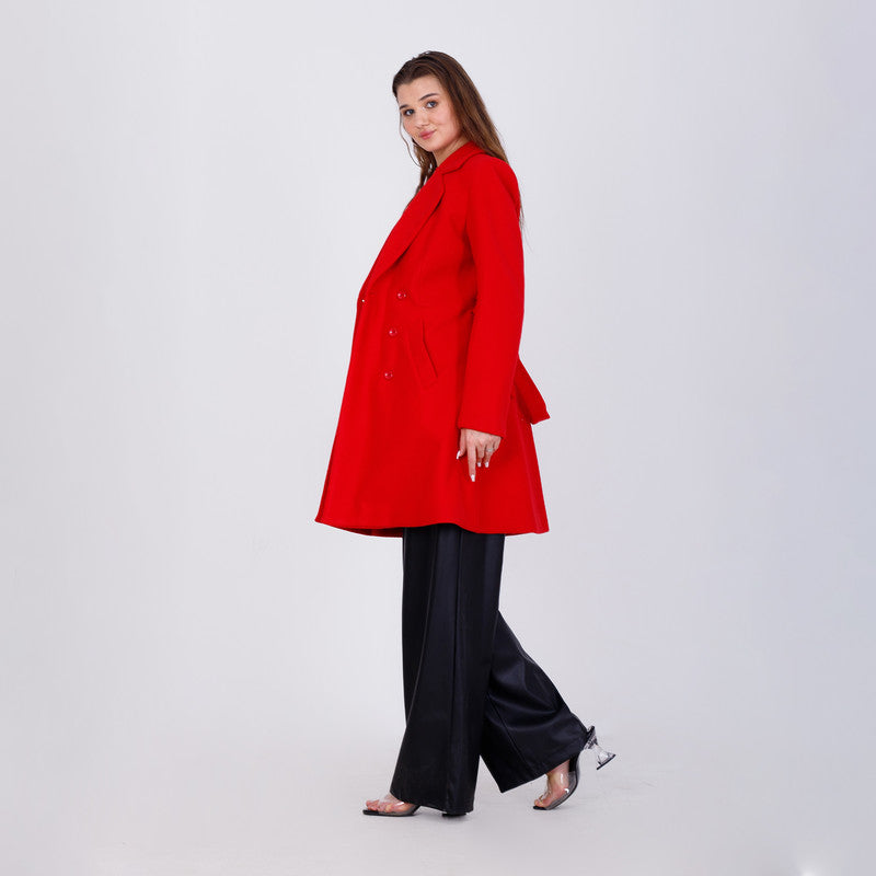 Half Wool Coat - Red