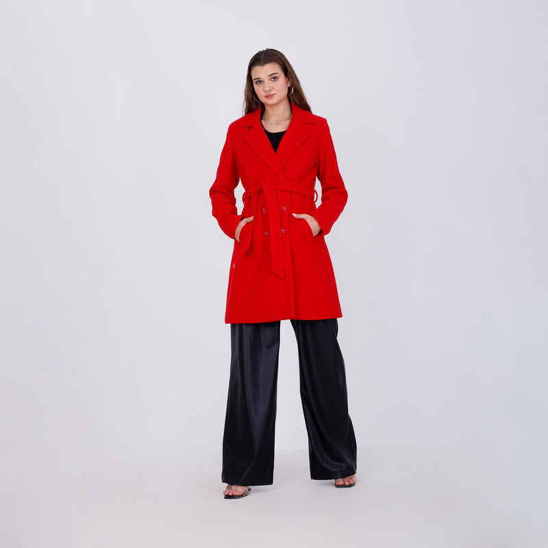 Half Wool Coat - Red