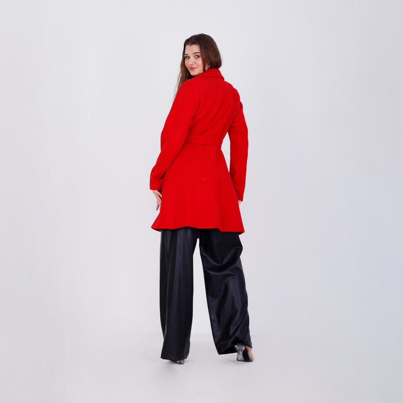 Half Wool Coat - Red