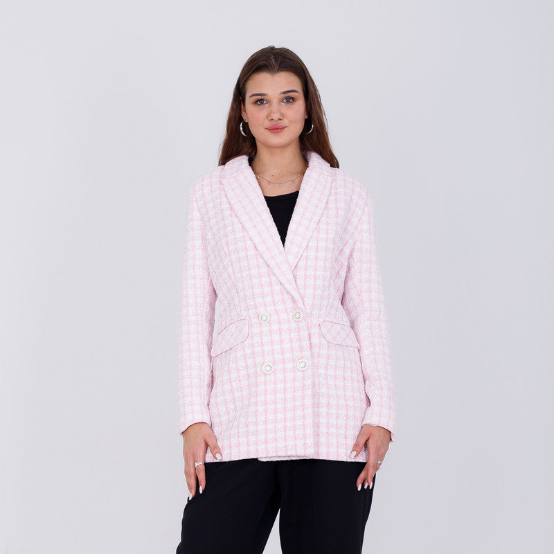 Wool Blazer With Buttons -Baby Pink